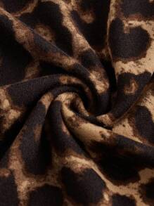 SHEIN Essnce 4pcs Fashionable Leopard Print Casual Round Neck Long Sleeve Slim Fit Women's Basic T-Shirt Women's Round Neck Long Sleeve Fitted All-Match T-Shirt Cropped Tight Fit T-Shirts, Spring & Autumn