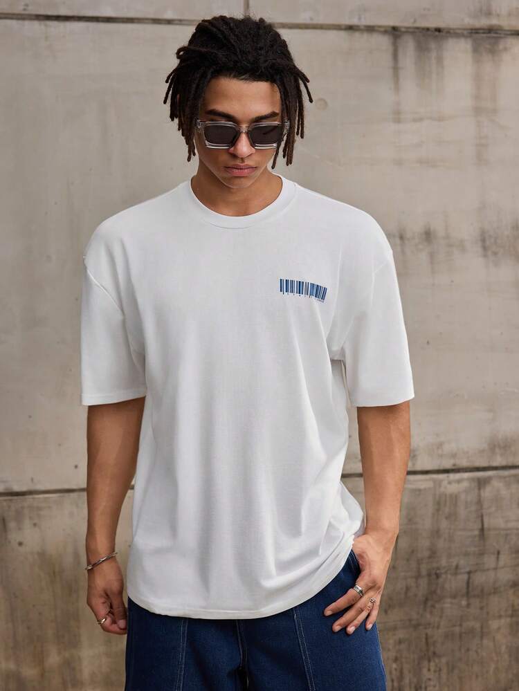 Forever 21 Men's Oversized T-Shirt In White With Front And Back Print - White - View 2