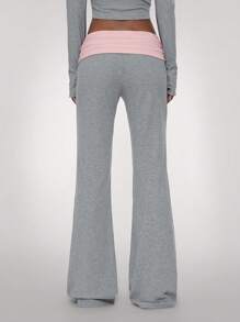 Forever 21 Quần âu đơn giản màu tương phản chắp vá cho nữ - Xám - Xem 2