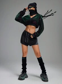 Innovista Pantaloni scurți sport confortabili din fleece, în culori contrastante, cu șnur, cu colanți încorporați, anti-iritație 2 în 1, cu interior elastic, îmbrăcăminte sportivă în strat dublu, haine de antrenament zilnice, sport, yoga, pilates, HIIT, antrenament, îmbrăcăminte sport, toamnă, motociclism, confort, mișcare, cardio, box, ciclism, cross fit, paddleboard, exerciții în aer liber, TT sănătos, viral, IG, Reel Ready, FYP, INSTA