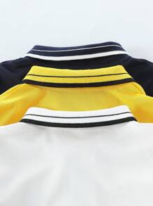SHEIN Explorewe 3 件套经典时尚拼色骑士印花短袖 Polo 衫，适合 4-7 岁春夏季男孩 - 彩色 - 查看 7