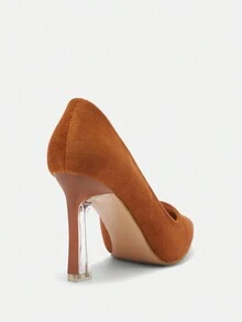 CUCCOO BIZCHIC Women's Solid Color Pointed Toe High Heel Elegant Pumps - Brown - View 4