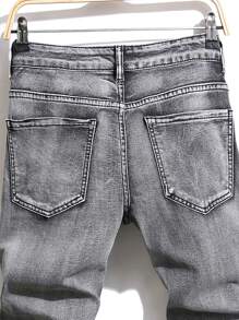 Manfinity LEGND Quần Jeans Denim Đơn Giản Thường Ngày Nhiều Túi Cài Nút Phía Trước Cho Nam - Xám - Xem 4