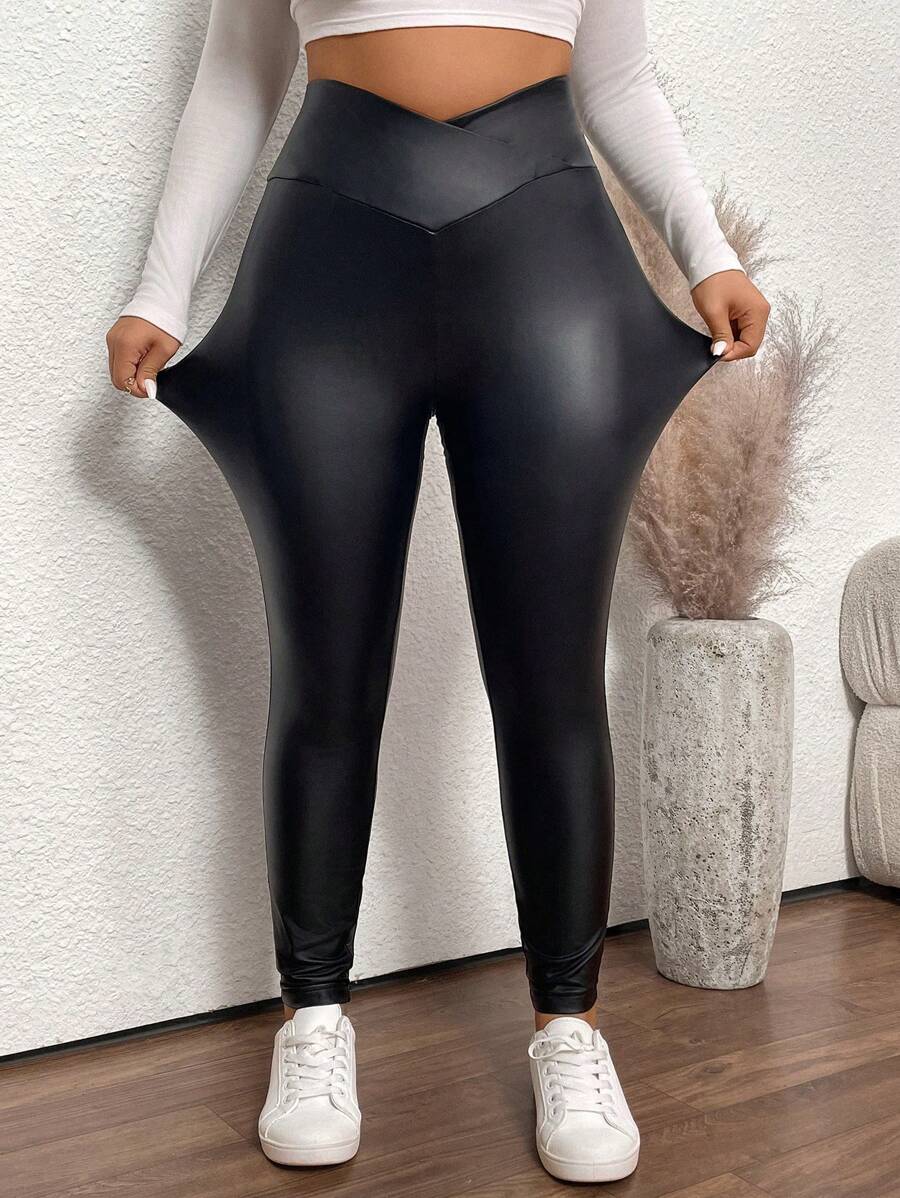 SHEIN Frenchy Plus Size Women Thermal Fleece Lined Skinny Leggings