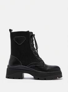 CUCCOO GRLICON Giày bốt cổ ngắn và bốt cổ cao dành cho nữ, Phong cách Y2K, Phong cách Punk, Phong cách Biker, Phong cách Cool Girl, Thích hợp cho Halloween, Giáng sinh, Tiệc tùng - màu đen - Xem 3