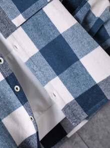 Manfinity Homme Men Button Front Long Sleeve Pocket Plaid Casual Jacket - Multicolor - View 3