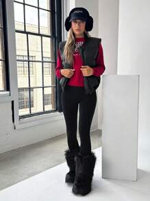 SHEIN EZwear Jednolita kolorowa kurtka puchowa z zamkiem błyskawicznym z przodu, bez rękawów, swobodna, codzienna odzież
