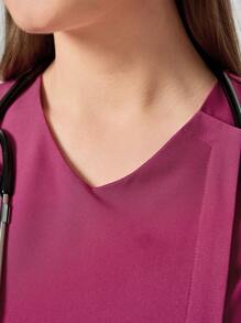 TaskEZ V-Neck Short Sleeve Pocket Scrub Uniform Top