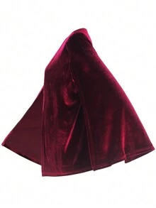 Elegant Wine Red Cloak Long Sleeve Jacket, Valentine's Day Gift - Red - View 5