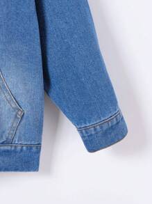 2pcs/Set Young Boys Stylish Hooded Sweatshirt & Distressed Jeans Pants Set - Light Wash - View 3