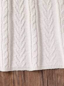 少女针织连衣裙，时尚优雅温暖白色高领长袖粗针织毛衣连衣裙，适合秋冬季 - 米色 - 查看 6