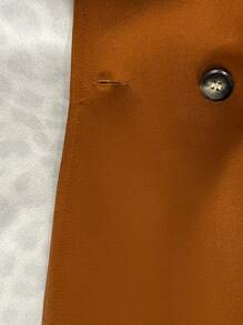 Slaydiva Plus Size Women's Elegant & Casual & Party Windbreaker Jacket, Collared, Ruched Asymmetric Hem, Solid Color & Leopard Print Patchwork, With Belt, Suitable For Autumn/Winter - Brown - View 8