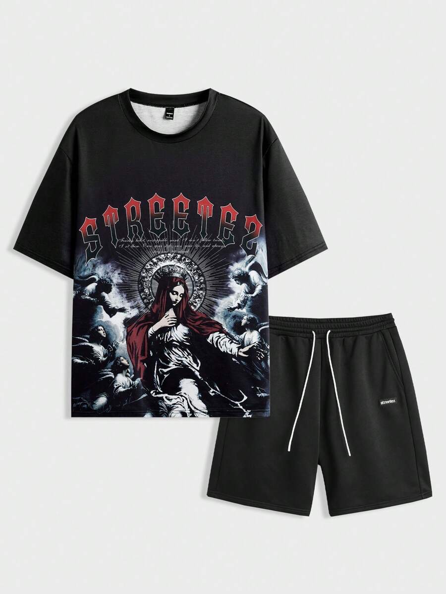Manfinity NXTstreet 2pcs Men Casual Graphic Letter & Figure Print ...