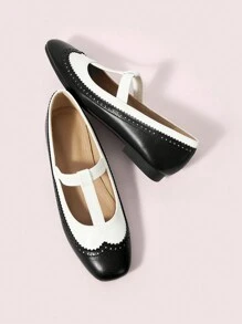 CUCCOO DOLLMOD Women's Round Toe Rhinestone Net Mesh Bow Mary Jane Flat Shoes New Year Holiday Valentines - Black and White - View 9