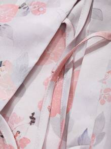 DAZY Pyjamaset met bloemenprint, ruches, strik aan de voorkant en strik aan de mouwen