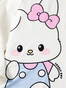 2 件套可爱猫咪卡通印花少女休闲舒适长袖上衣和裤子家居服套装 - 彩色 - 查看 3