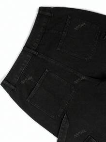 NVFelix Nuevos vaqueros rectos de moda casual de unicolor con bolsillo lateral para mujer (ropa de regreso a la escuela)