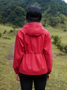 In My Nature Women Zipper Front Hooded Long Sleeve Casual Outdoor Jacket - Red - View 10