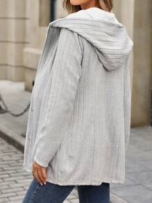 SHEIN Chaqueta con capucha con cremallera, de estilo minimalista y casual, para el otoño y el invierno, para embarazadas - Gris - Ver 2