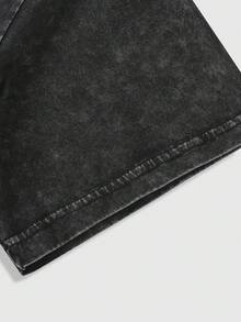 ROMWE MEN Street Life Áo thun nam cổ tròn cổ điển, giặt axit, thích hợp mặc hàng ngày, thường ngày, mùa xuân và mùa hè - màu đen - Xem 5