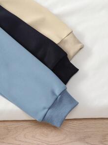 SHEIN Set de 2 piezas Ropa deportiva con estampado de letras para niños pequeños, incluye sudadera con capucha y pantalón de chándal informal para uso diario, adecuado para niños de 4 a 7 años, primavera, otoño e invierno