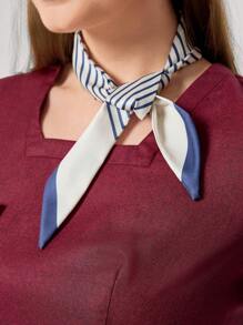 TaskEZ Burgundy Red Women Simple Badge Detail Waist Fitted Short Sleeve Top And Pants Work Uniform - Burgundy - View 8
