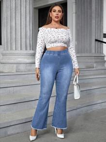 EMERY ROSE 大码休闲简约磨边牛仔裤 - 淺色水洗藍 - 查看 5