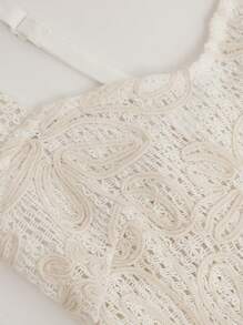 SHEIN Unity Elegant Spaghetti Strap Jacquard Sheer Dress, Summer - White - View 7