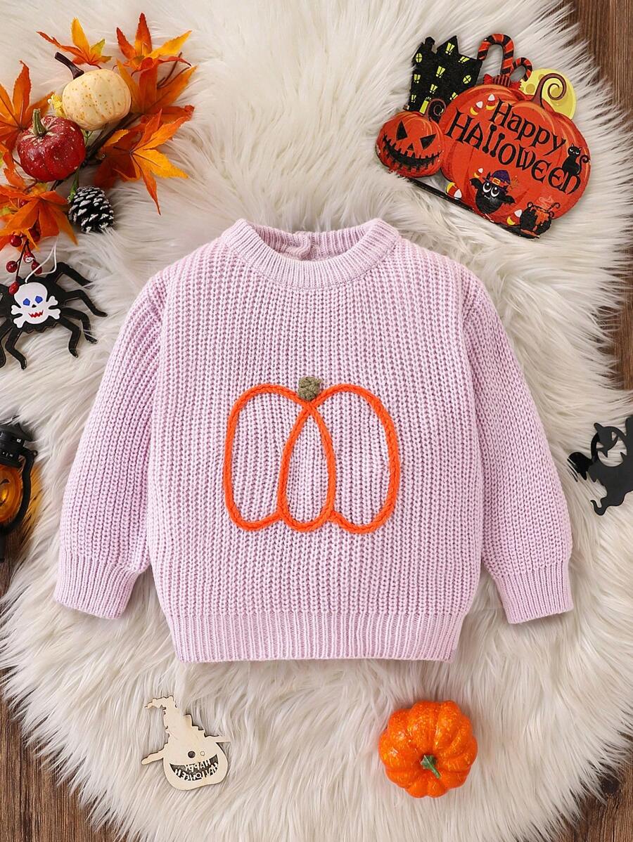 فتاة صغيرة سترة بأكمام طويلة وياقة طاقم، برتقالي هالوين، بيج، أبيض، برتقالي، بني. دافئة ومريحة للخريف والشتاء. تحتوي على تصميم خط فني ، تطريز كرتوني لرسومات اليقطين، مناسبة لمناسبات هالوين، عيد الميلاد، الملابس اليومية، العفوية، الموضة، لارتداء في الداخل والخارج والسفر - الأرجواني - مشاهدة 1