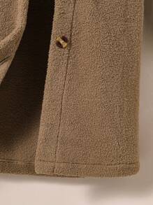 青少年女孩可爱中长蓬松保暖风衣夹克，适合圣诞节