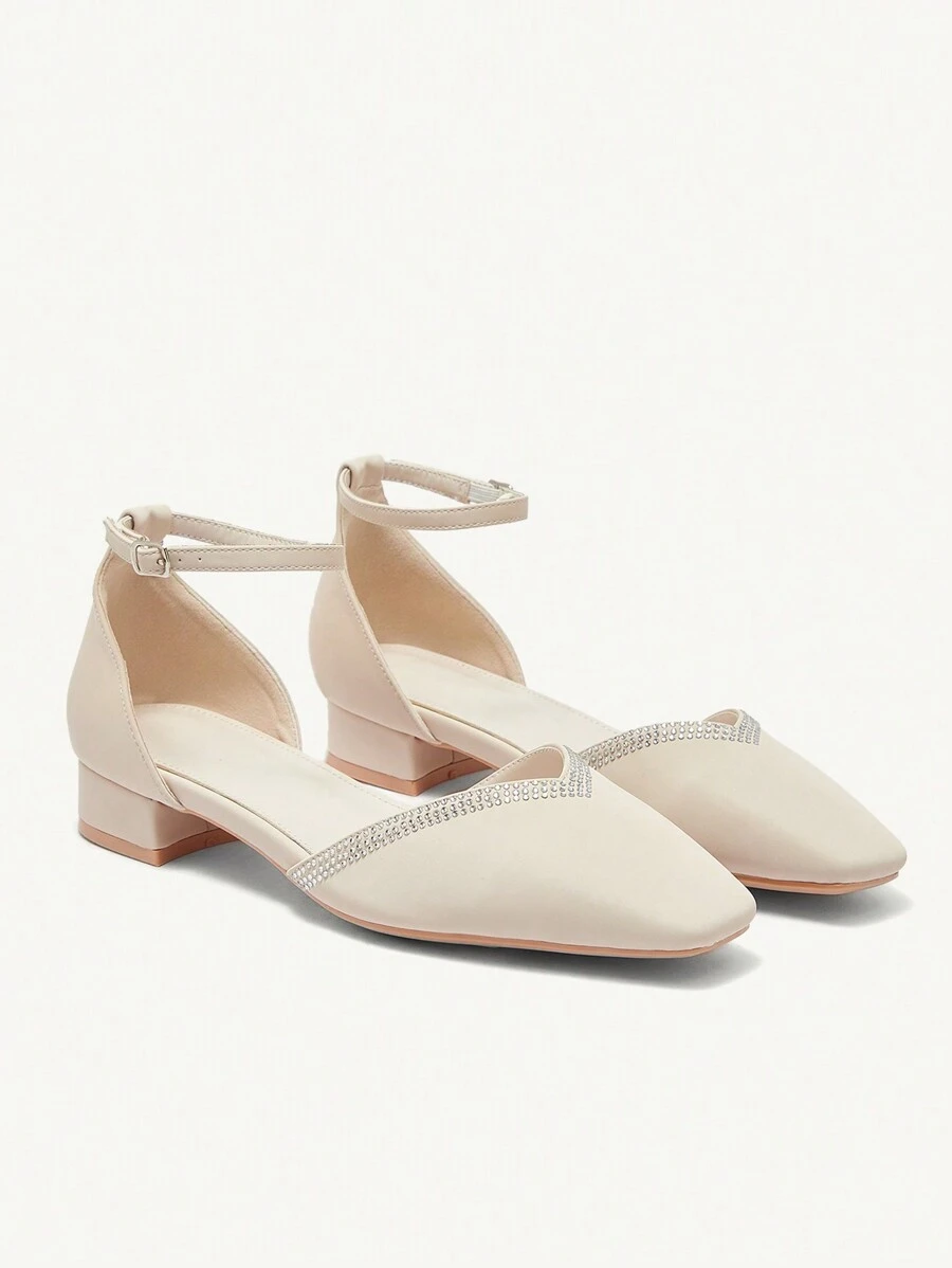 CUCCOO CHICEST New Stylish Rhinestone Embellished Platform Slip-On Women Shoes - Beige - View 1