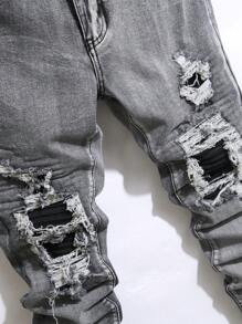 Manfinity LEGND Quần Jeans Denim Đơn Giản Thường Ngày Nhiều Túi Cài Nút Phía Trước Cho Nam - Xám - Xem 5