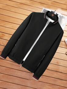 Manfinity Homme 男士休闲条纹长袖拉链夹克，春秋季，送给男朋友的礼物