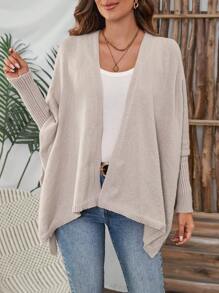 EMERY ROSE Women's Solid Color Minimalist Long Sleeve Cardigan, Casual Daily Wear