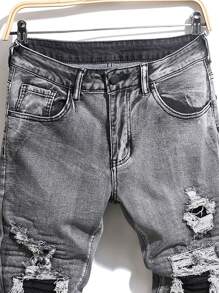 Manfinity LEGND Quần Jeans Denim Đơn Giản Thường Ngày Nhiều Túi Cài Nút Phía Trước Cho Nam - Xám - Xem 3