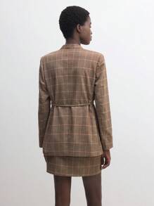 BizChic Brown Long Sleeve 2 Pieces Women Wool Suit Jacket Outfit, Vintage Look, Commuter Clothing For Thanksgiving, Christmas
