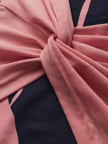 SHEIN Lady 女性花卉印花百褶設計圓領連衣裙 - 粉色 - 查看 4