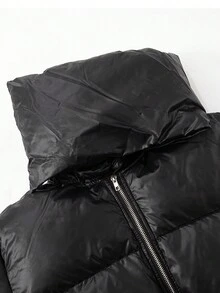 女士冬季纽扣裹身大衣，配有可拆卸围巾，冬季保暖加厚大衣 - 黑色 - 查看 7