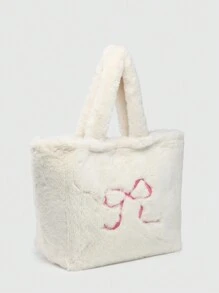 ROMWE Kawaii 女士蓬松蝴蝶结刺绣大容量手提包