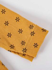 Young Girl Full Floral Print Button-Front Long Sleeve Casual Shirt