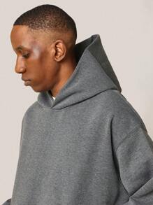 SUMWON Classic Pullover Hoodie Oversized Fit Heavyweight Athletic Casual Streetwear Fall Winter Workout Gym Essential Cozy Kangaroo Pocket Ribbed Cuffs - Dark Grey - View 3