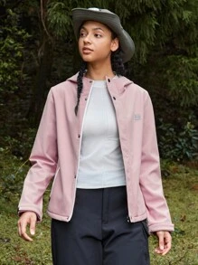 In My Nature 女士纯色连帽抽绳口袋拉链休闲长袖户外轻便夹克