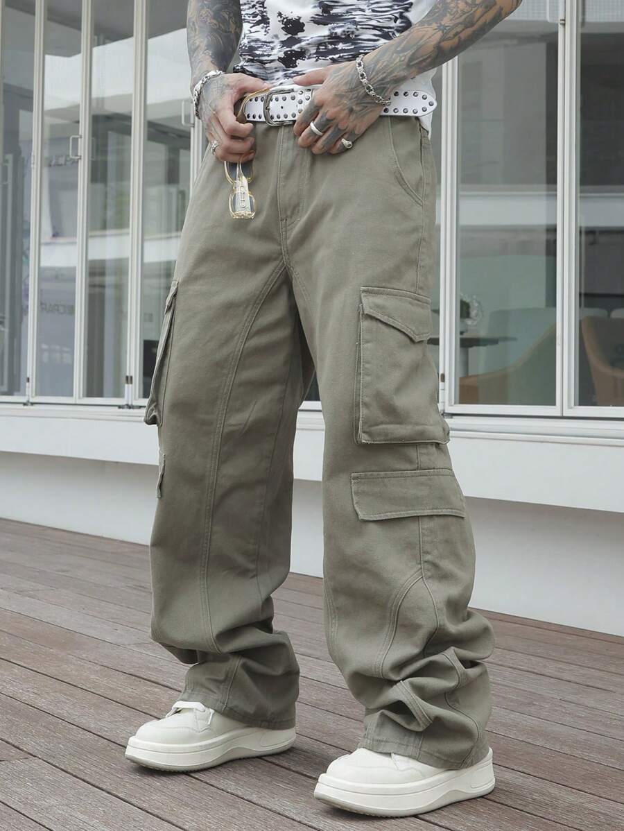 Manfinity Hypemode Jeans casuales holgados de unicolor con bolsillos para hombre