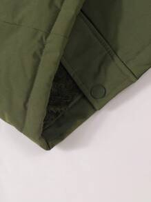 Manfinity Homme Men's Winter Letter Pattern Raglan Sleeve Thermal Lined Casual Hooded Detachable Padded Coat - Army Green - View 7