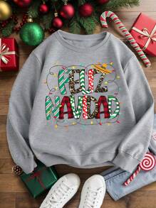 SHEIN LUNE 大码圣诞灯衬衫，圣诞礼物，圣诞礼物，圣诞灯球衣，圣诞家庭配套衬衫 - 淺灰色 - 查看 5