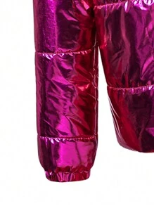 Removable Sleeve Collared Casual Padded Coat, Teen Girl's Versatile Simple Style - Multicolor - View 3