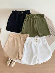 SHEIN Young Girl Solid Color Simple Versatile Shorts Set Of Four