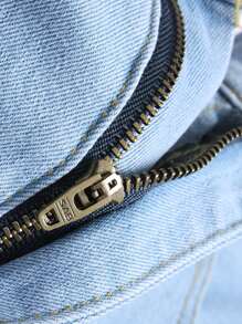 Manfinity LEGND Men Casual Versatile Ripped Slanted Pockets Denim Jeans, Autumn