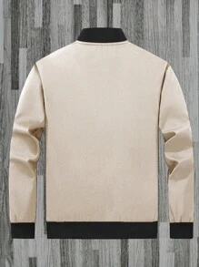 Manfinity Homme Plus Size Men's Casual Color Block Patchwork Jacket, Autumn - Khaki - View 2