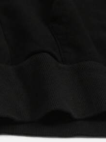 ROMWE MEN Street Life Men's Casual Figure & Acid-Washed Hooded Sweatshirt, Spring/Autumn - Black - View 3